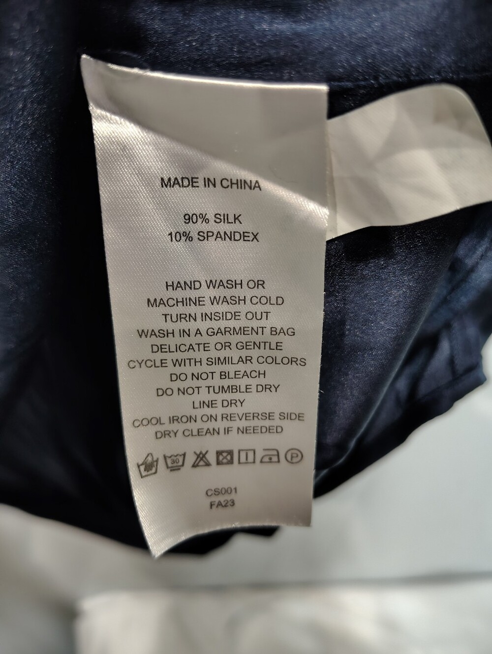 Quince Stretch Silk Puff Sleeve Mini Dress Navy Blue M Washable - Picture 6 of 9